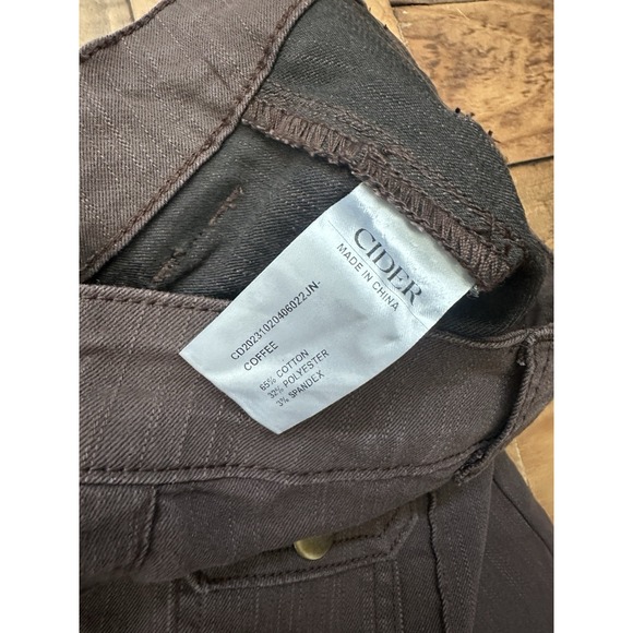#12 NWT! Women's Heathered Brown Twill Bootcut Pants by Cider, Sz: L - Picture 3 of 5